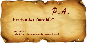 Prohaska Amadé névjegykártya